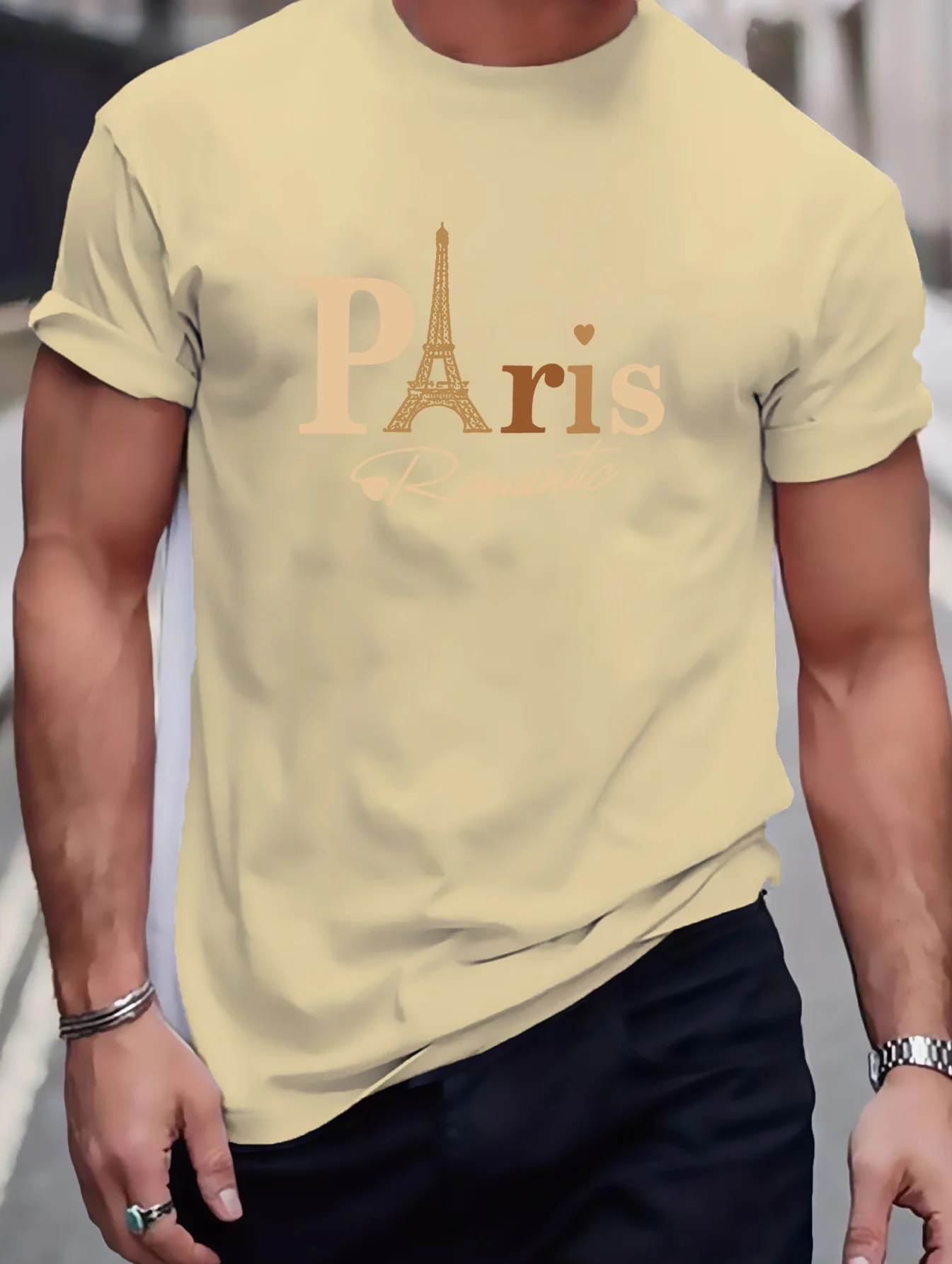 Summer men's T-shirt Paris letter print T-shirt for outdoor sports running quick drying short sleeved top plus size men clothing