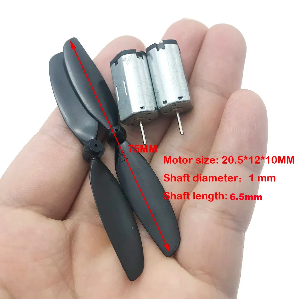 2PCS N30 3V-4.2V 40000RPM Micro DC Motor high-speed with 75MM Black Red Propeller CW CCW Model Airplane Helicopter Fan DIY