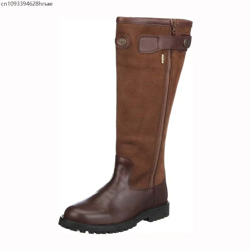 Retro Outdoor Motorcycle Riding Boots Spliced Leather Side Zipper Non Slip Platform Medieval Cosplay Leisure Shoes For Men