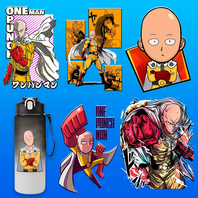 One Punch Man Serie UV-Transfer-Aufkleber Cartoon 3D Vinyl Kristall-Etikett Erhabenes Dekal Logo Selbstklebend Wasserfest für Tassen Geschenke