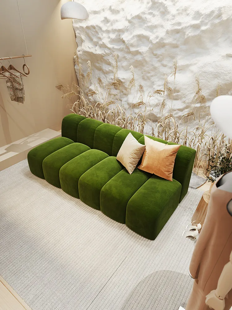 Straight row sofa sitting area reception women's clothing store beauty salon office hotel lobby business club
