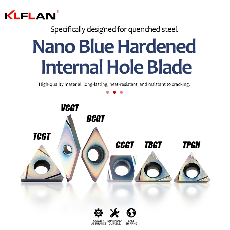 

KLFLAN Nano Blue Inserts Hardened Boring Quenched Steel CNC Inserts For Hard Materials TCGT TBGT TPGH For CNC Machine Tools