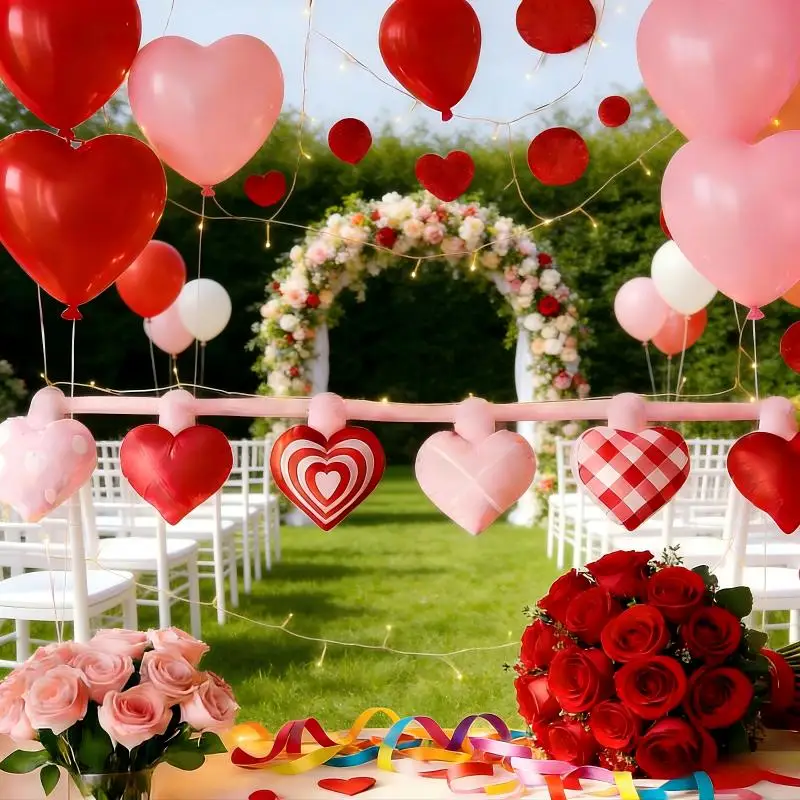 

4.5M/15FT Valentine's Day Outdoor Inflatable Decoration Love Combination Courtyard Romantic Build-in LED Light Garden Decor