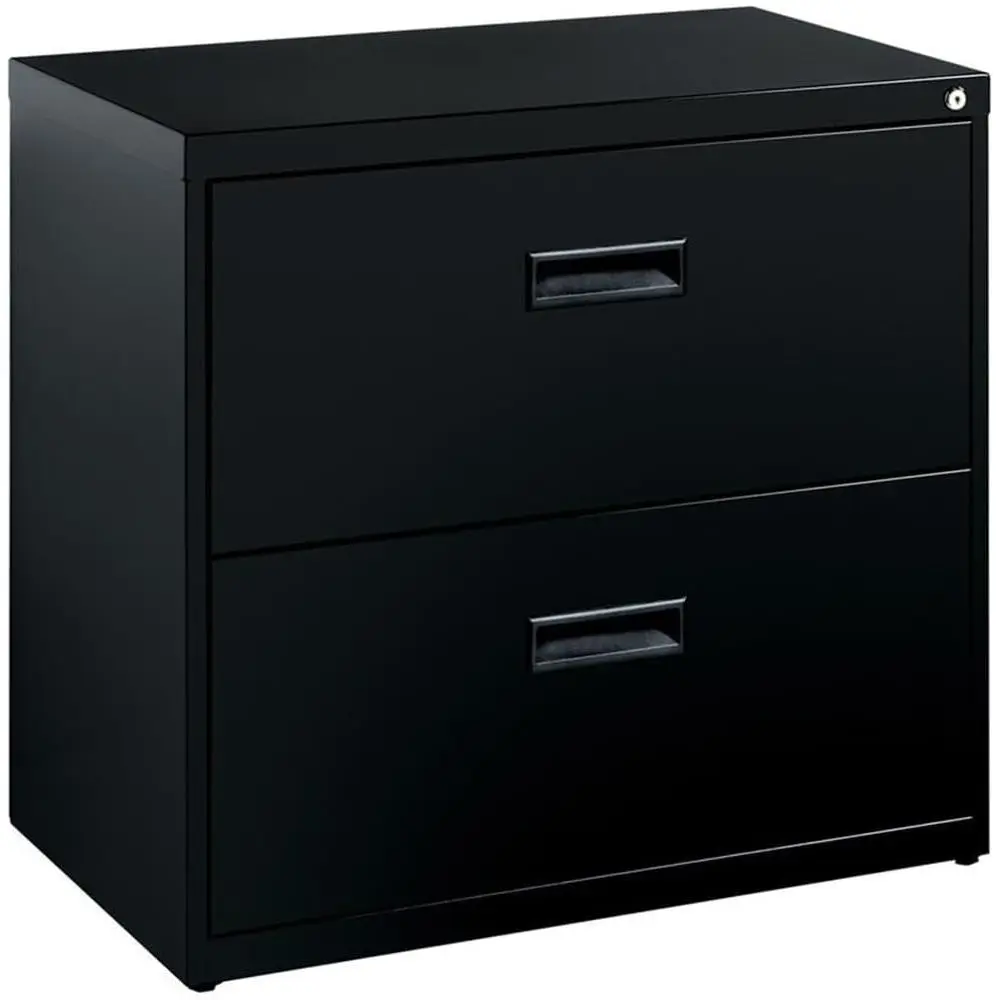 

27.75 Lateral Black Metal Filing Cabinet, Lockable, Pre-Assembled, Stationary, Legal/Letter Size for Home or Office Use