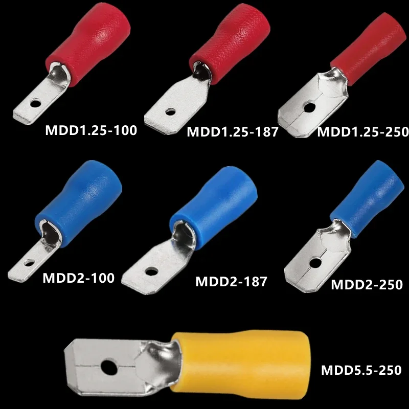 10/50PCS 2.8mm 4.8mm 6.3mm Insulated Male Crimping Terminals Electrical Seal Spade Wire Connector