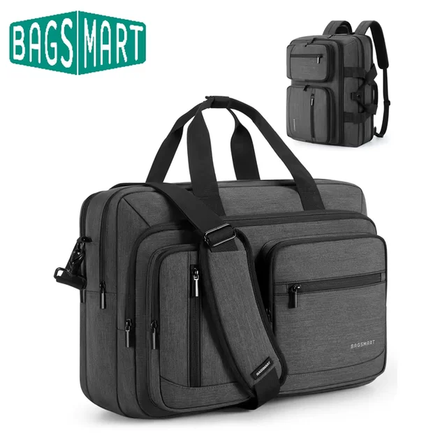 BAGSMART torba na laptopa dla mężczyzn 3 w 1 teczka na komputer 17,3 cala wodoodporna okładka na notebooka plecak biurowy do podróży służbowych