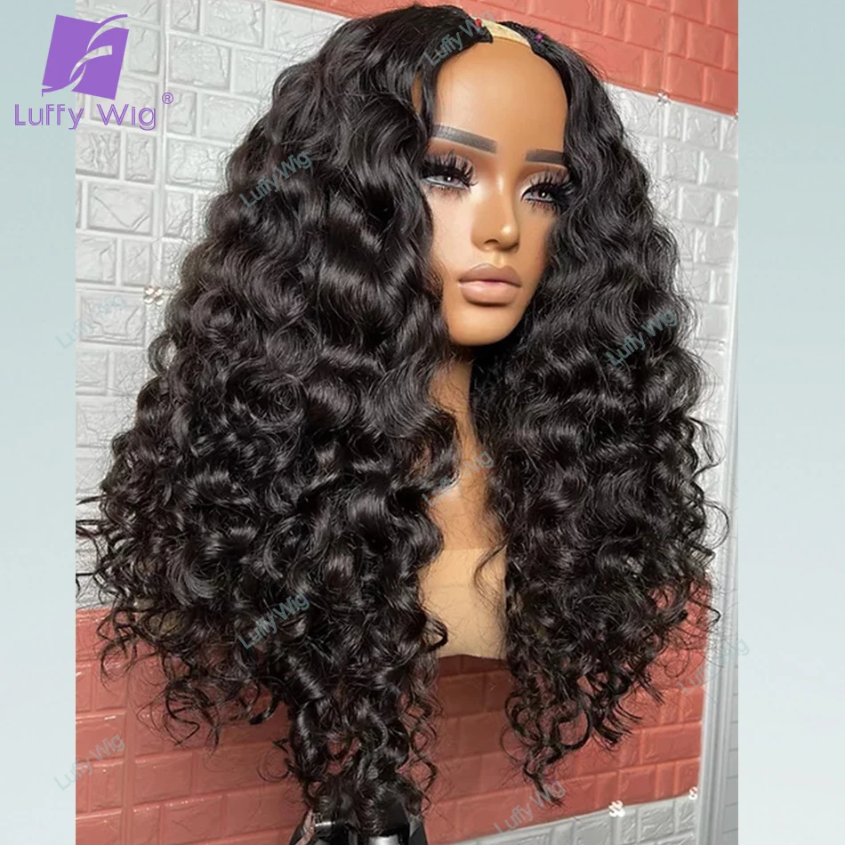 

Curly V Part Wig Human Hair No Leave Out Brazilian Remy U Part Human Hair Wigs Vpart Wig 180 Density For Black Women LUFFY