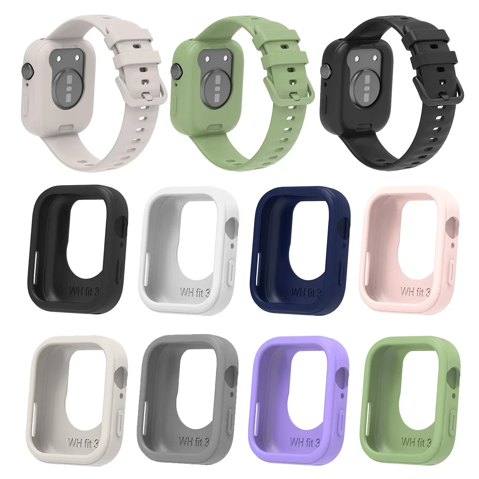 Pulseira de silicone para huawei watch fit 3, pulseira protetora de tela para huawei fit 3, acessórios de substituição para relógio