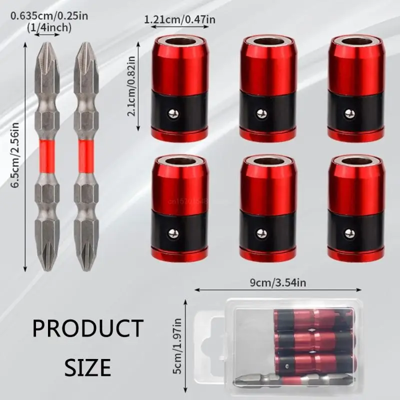 6 قطعة حلقات حامل المسمار المغناطيسي 1/4 بوصة 6.35 مللي متر مفك سائق بت Q81C
