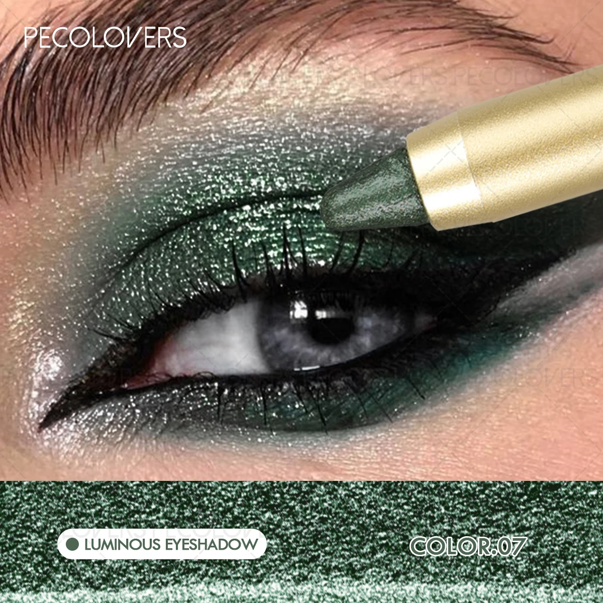 Veegvaste en waterdichte oogschaduwstick, dubbelzijdig oog met schaduwstick, sponsborstel, glitter- en matte afwerking