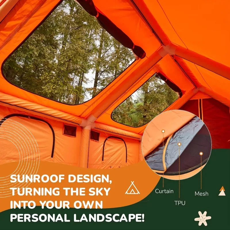 2025 Trending Inflatable Camping Tent with PVC Air Column Large Outdoor Waterproof Rainproof Roof Tent for Overnight Camping
