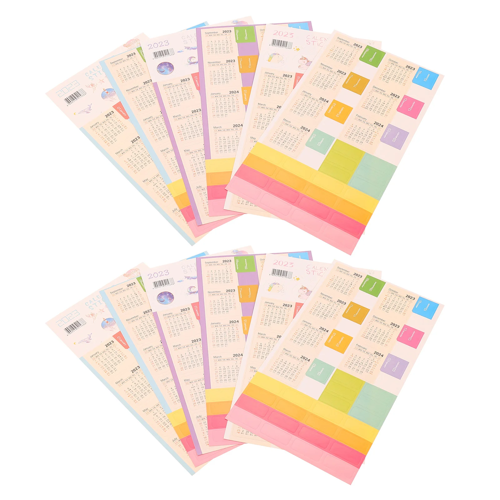 12 مجموعة من ملصقات التقويم وعلامات التبويب الشهرية وملحقات المخطط وملصقات التصنيف وتقدم القراءة المرجعية