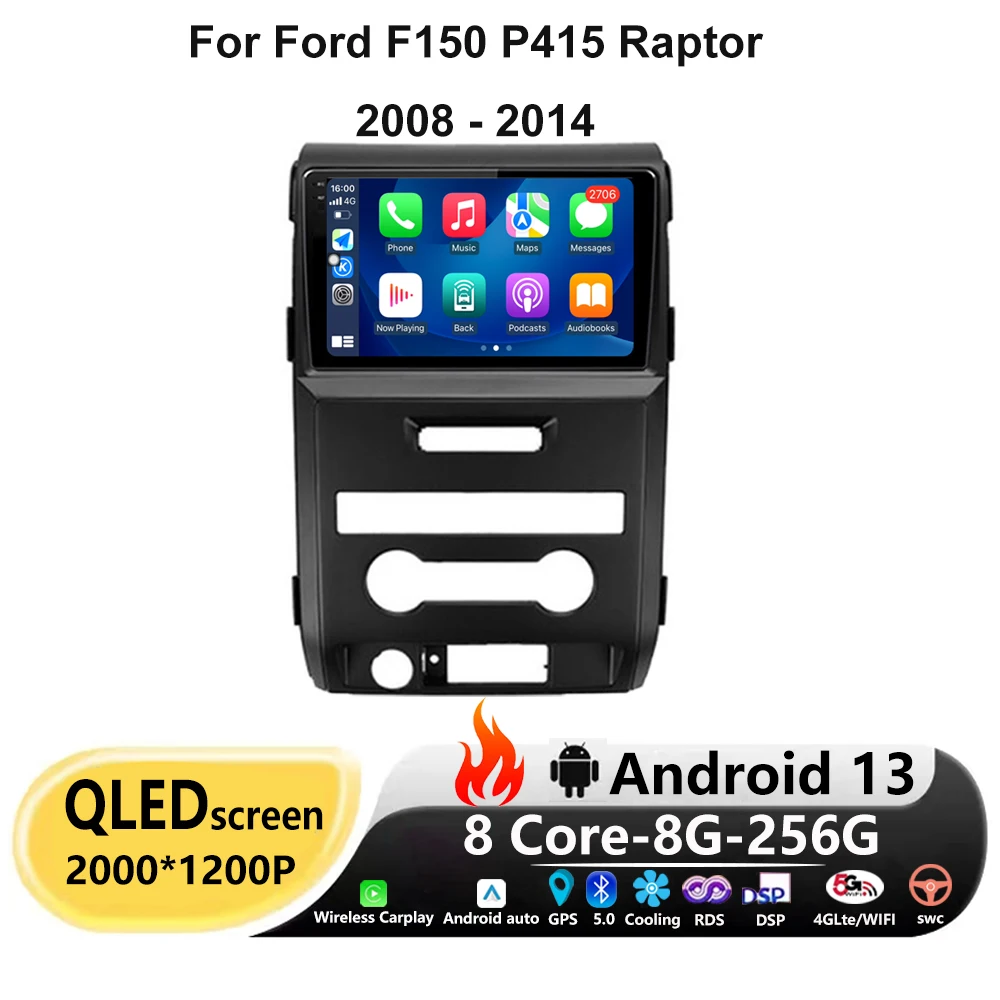 

Автомагнитола 2DIN для Ford F150 P415 Raptor 2008 - 2014 Android 13, радио, мультимедиа, Blu-ray, QLED, навигация, GPS, Android, BT