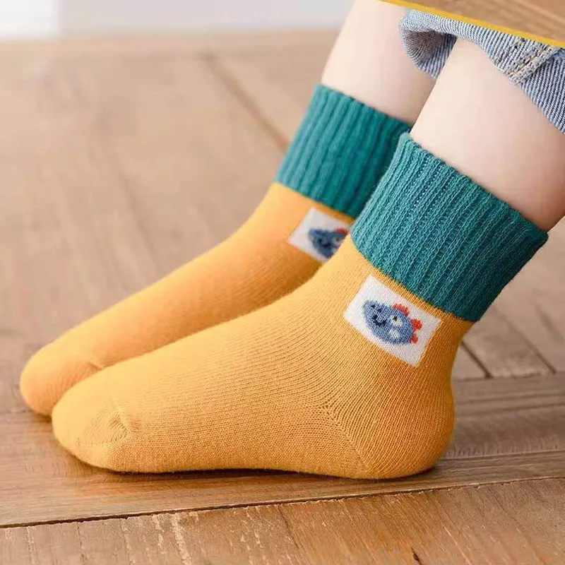 5 Pairs/lot Breathable Cotton Kids Socks Children Ankle Short Sock Cartoon Print for Baby Girls Boys Toddler Autumn Winter