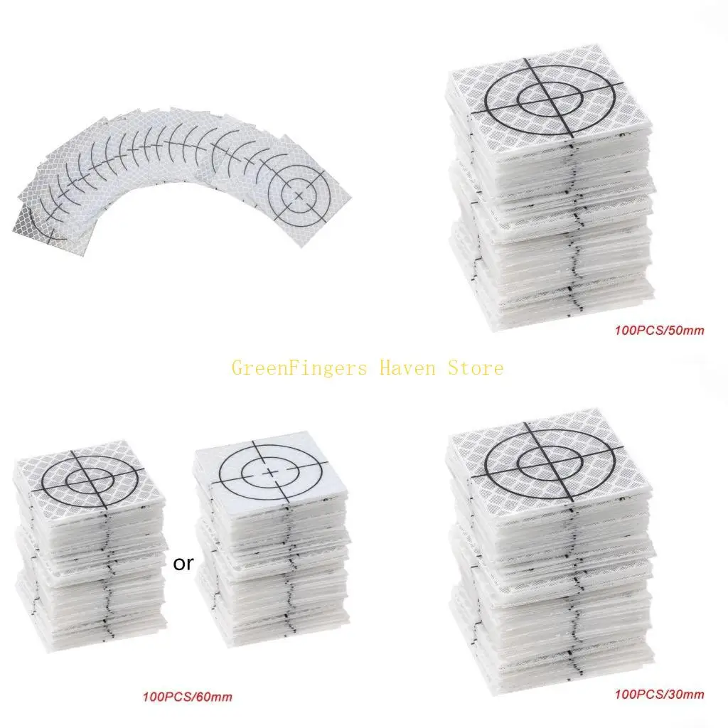 F68D 100 Pcs Reflector Sheet Reflective Tape Target Total Station 20/30/40/50/60mm