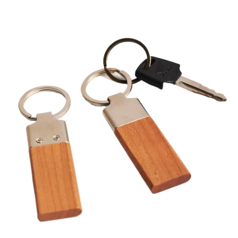 

Wood Custom Keychain Laser Engraved Logo Name Blank Metal Key Chain Ring Car Bags Keyring Woman Man DIY Craft Personalized Gift