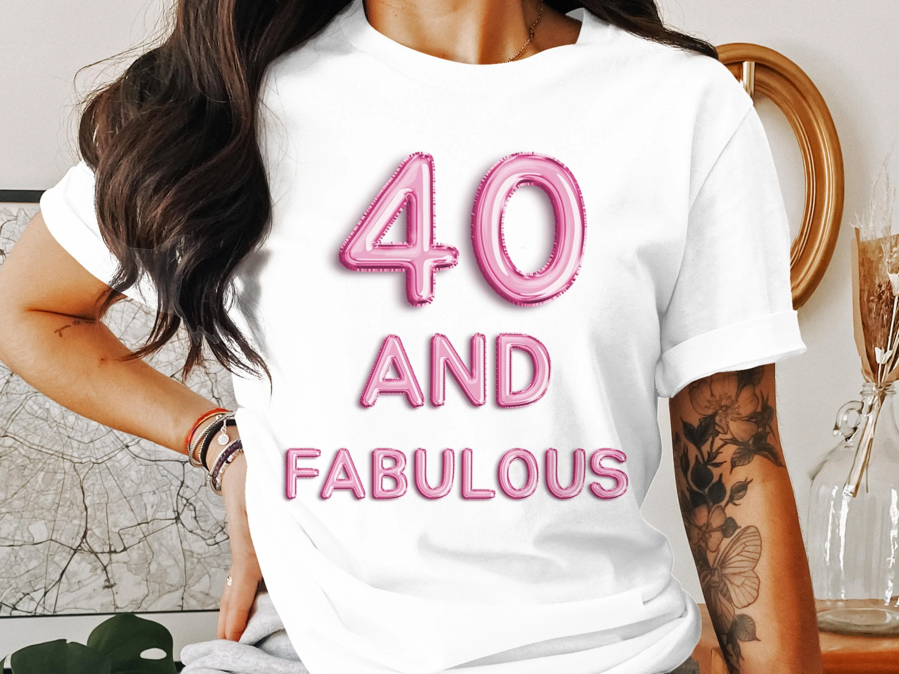 

40 and Fabulous T Shirt Birthday for Women 40th Funny Bday Happy Ladies Top