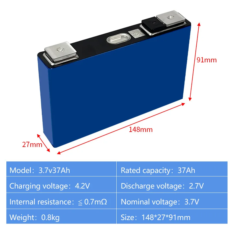3.7v 37ah Rechargeable Lithium Ion Cell 40Ah 51Ah 53Ah 60Ah 93Ah Solar Energy Storage Electric Wheelchair Prismatic Battery