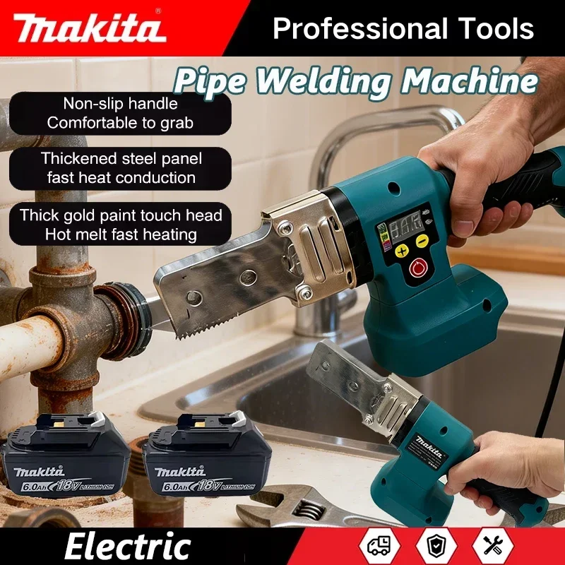 Makita Electric Pipe Welding Machine Cordless Fuser PPR PE Soldering Iron Plastic Tube PP Heating Hot Melt For 18V Battery