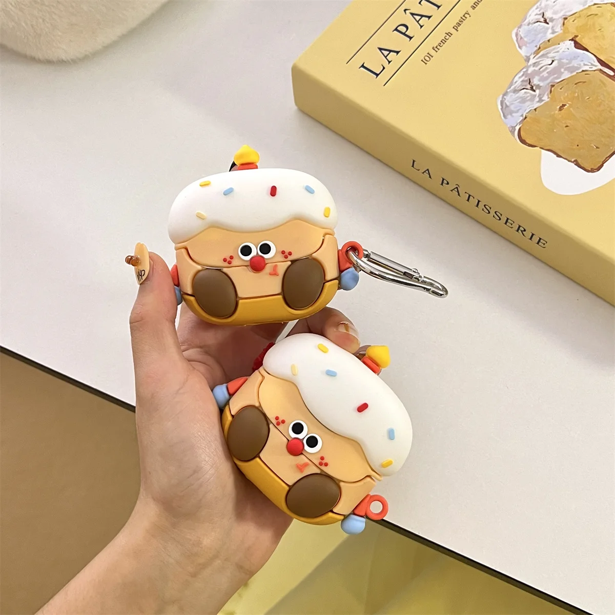 Headphone Cover for XiaoMi Buds 5(2024),Cute 3D Cartoon Cake Spirit Pattern Design Silicone Buds 5 Ear Buds Case with Hook