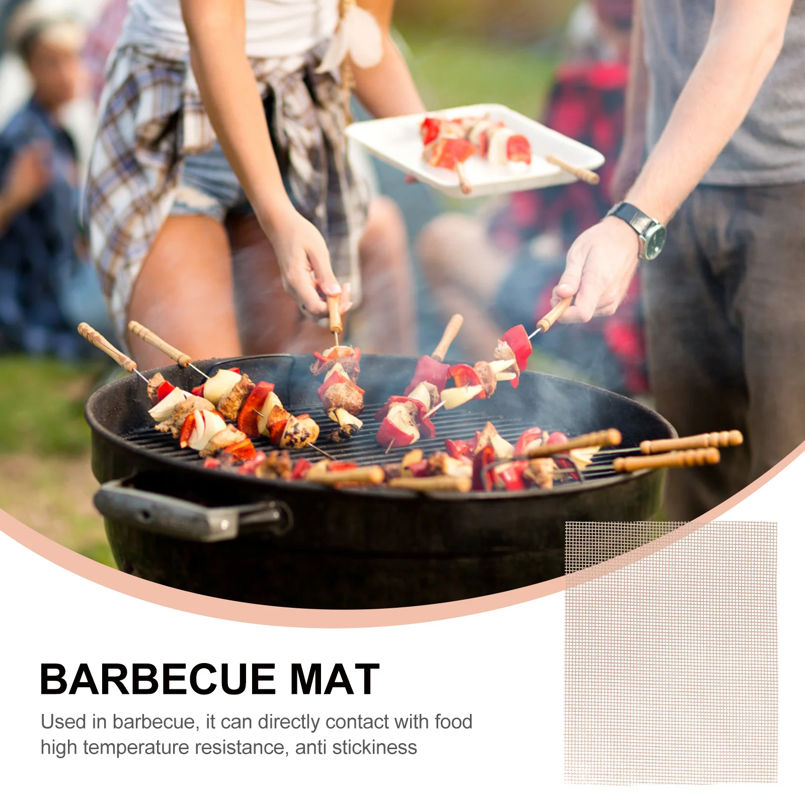 

2pcs Barbecue Grid Mats Reusable Non-Stick Grilling Mesh Cushions For Stove Cooktops Picnic Restaurant Easy Clean Cuttable