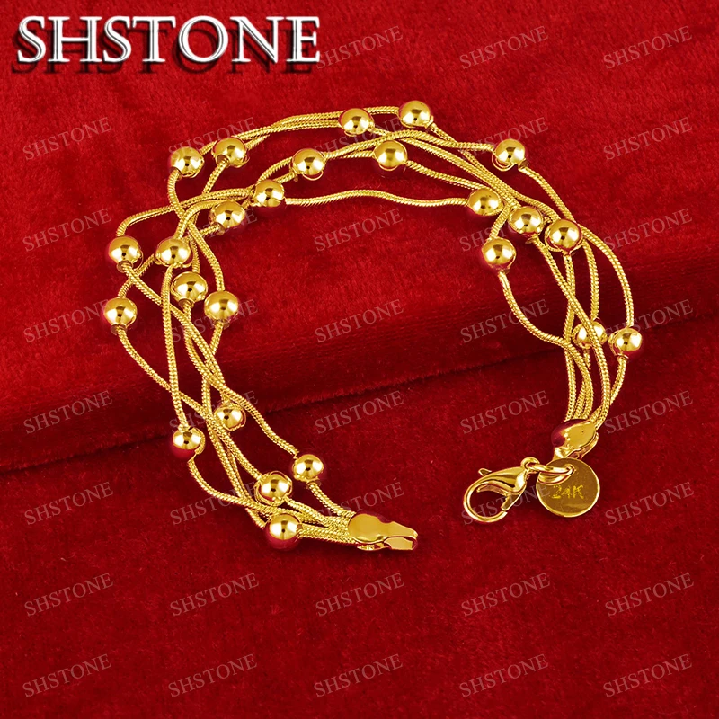 SHSTONE 18K Gold Multi Chain Bead Bracelets For Woman Party Wedding Engagement Fashion Fine Jewelry Lady Birthday Christmas Gift