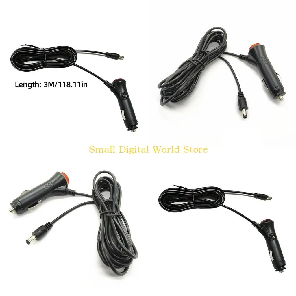 77UB Cigarettes Male to DC5.5x2.1mm Male Power Cord Extension Cable Wire with Switching Control Button for Car Fan