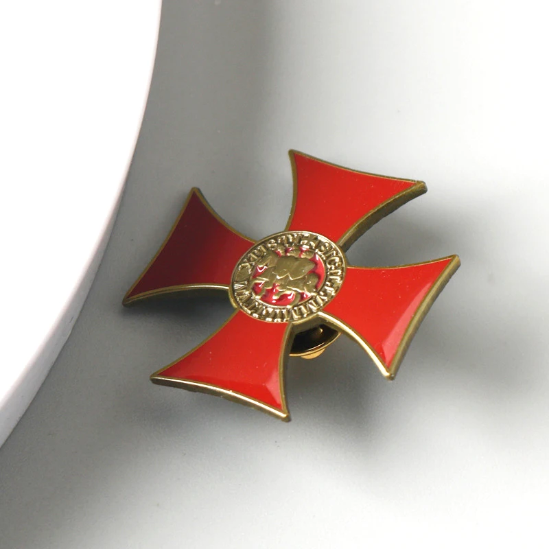 Knights Templar Badge Red Cross Enamel Pin Brooch for Jewelry Accessory