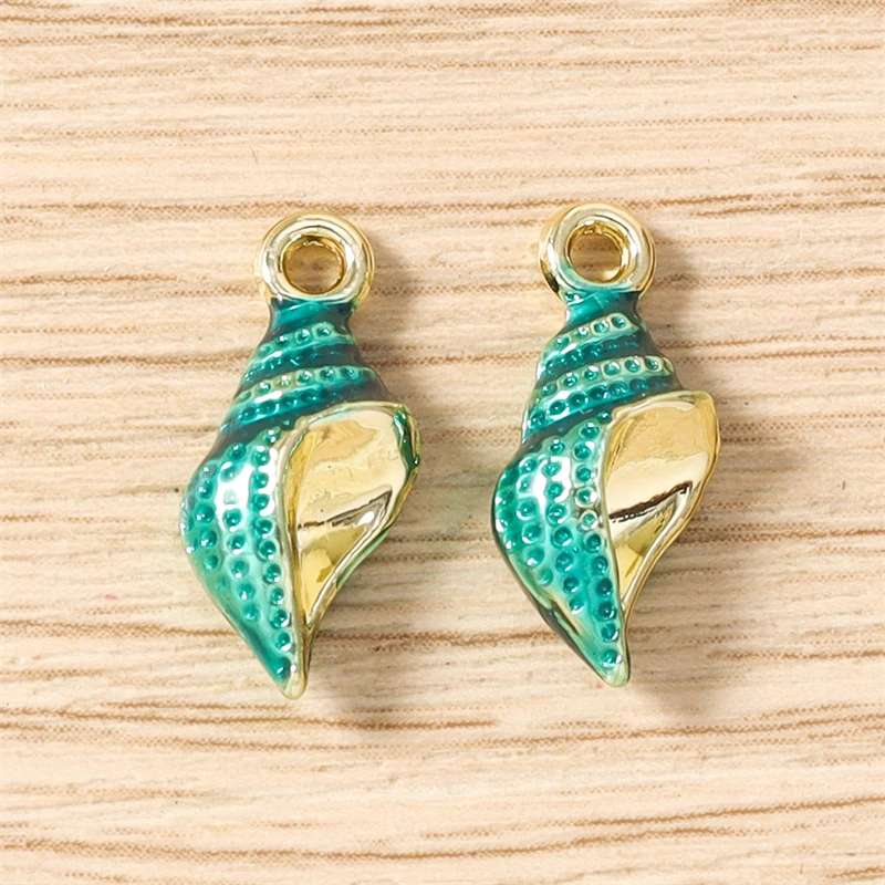 5 Stück 7x16mm Niedliche Bunte Emaille-Muschel-Anhänger für Schmuckherstellung, Halsketten, Ohrringe, Armbänder, DIY-Bastelzubehör – Detail 12