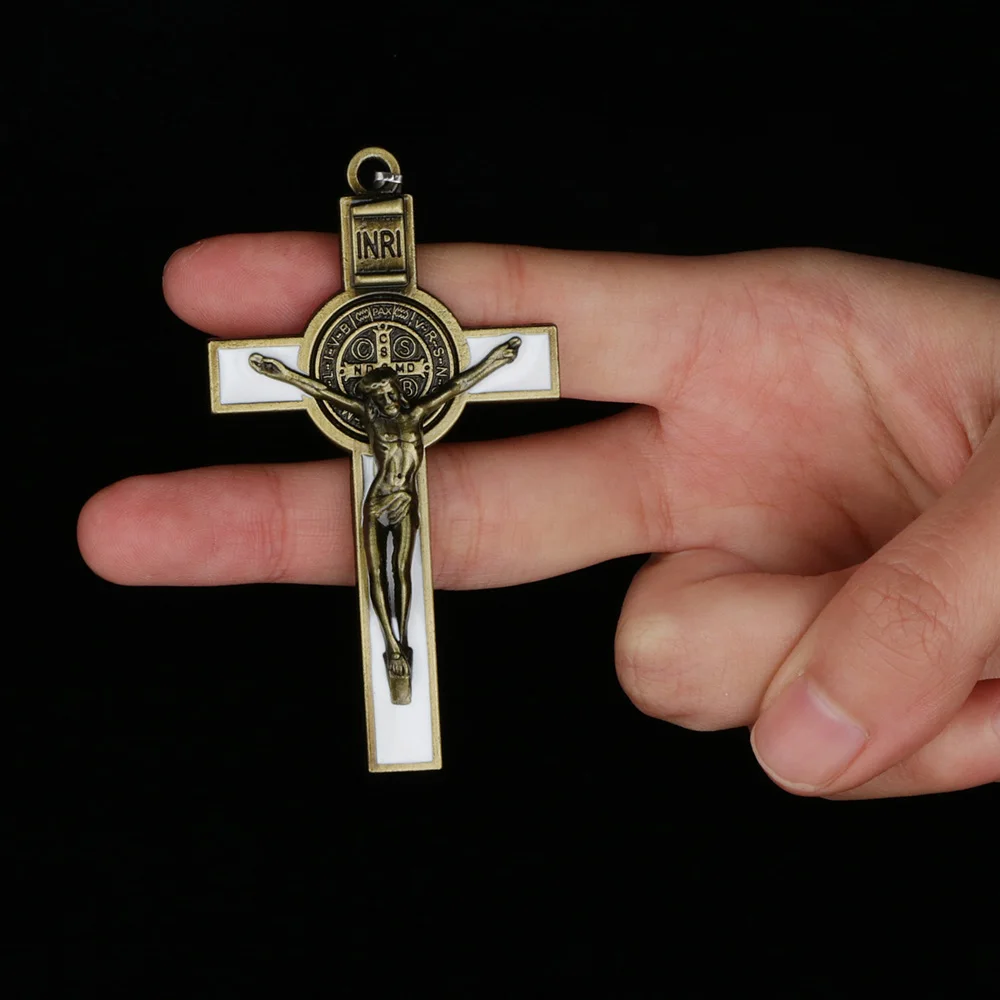 Kruzifix Saint Benedict Kreuz Halskette Anhänger Jesus Religiöse Geschenke für Frauen Männer Schmuck 2 Stück Bulk – Detail 4