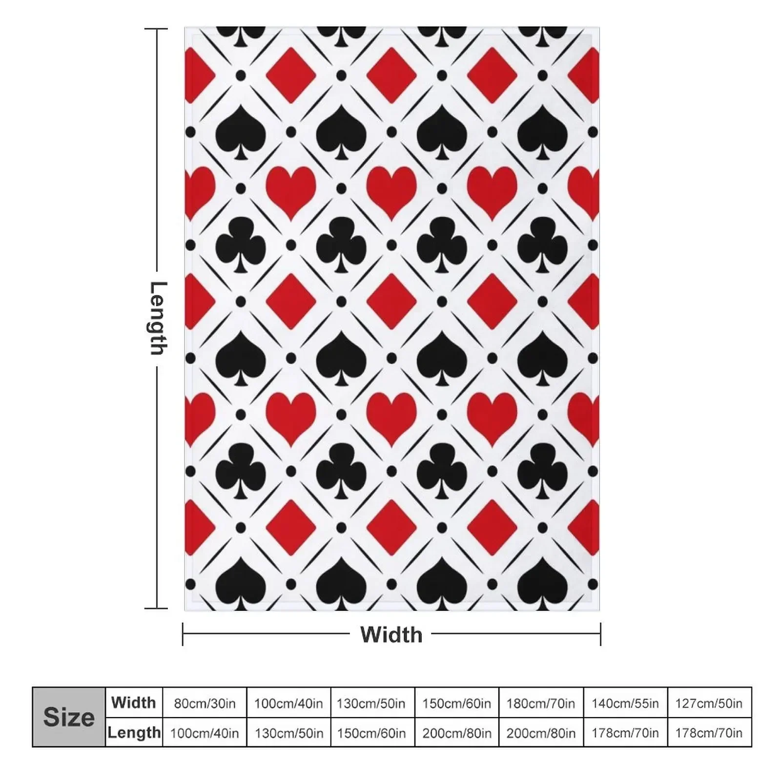 Playing card suits symbols Throw Blanket couch cozy soft plush fuzzy picnic outdoor blanket
