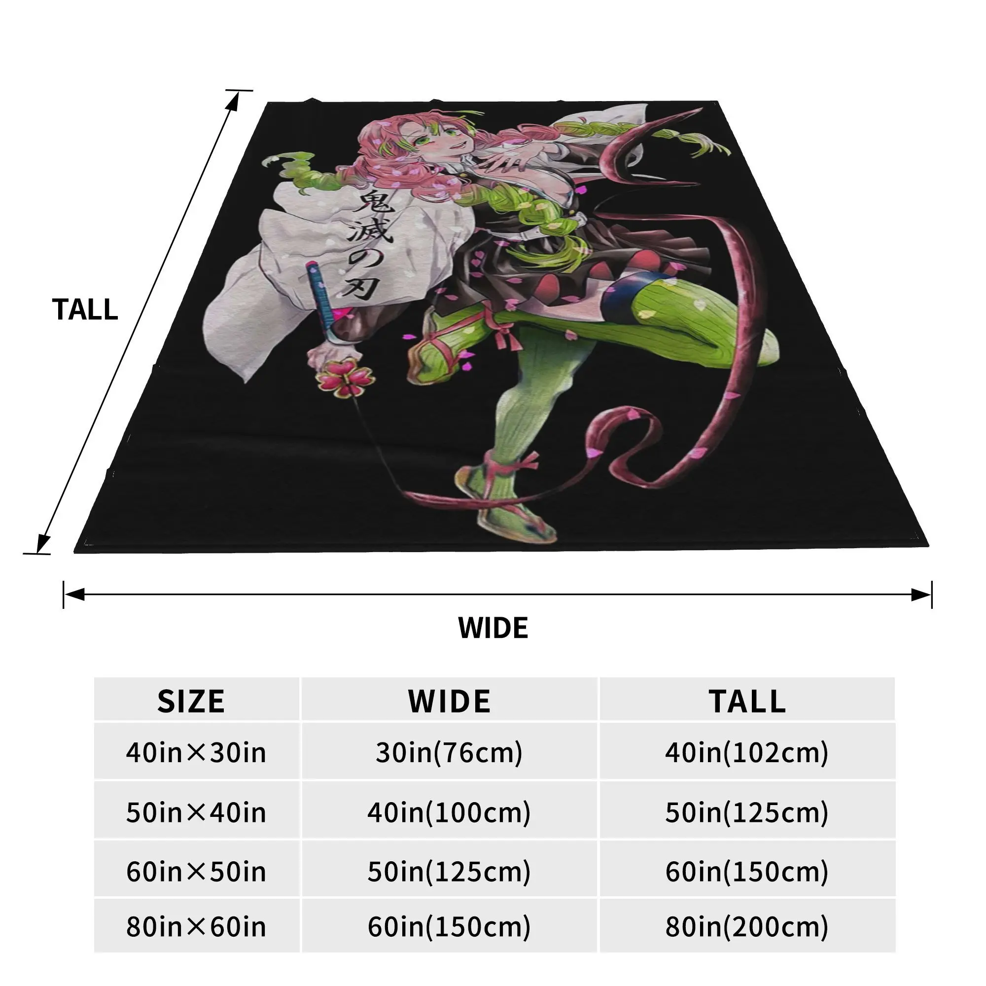 Mitsuri Kanroji and Iguro Obanai Blanket Soft Warm Flannel Throw Blanket Bedspread for Bed Living room Picnic Travel Home Sofa