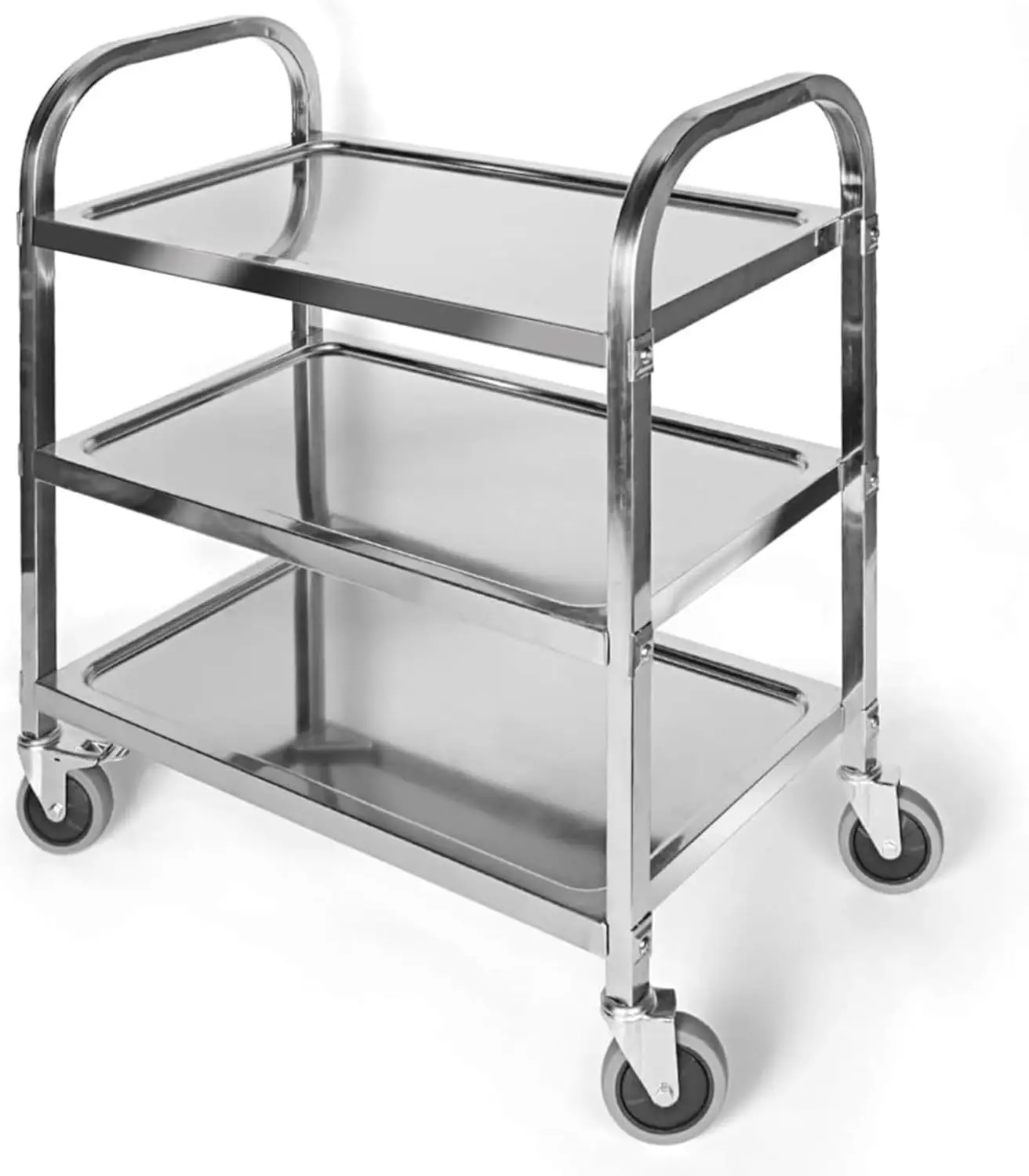 

3 Tier Stainless Steel Utility Cart L30x W16 x H33 Inch Kitchen Rolling Carts with Wheels Serving Trolley Catering Storage Shelf