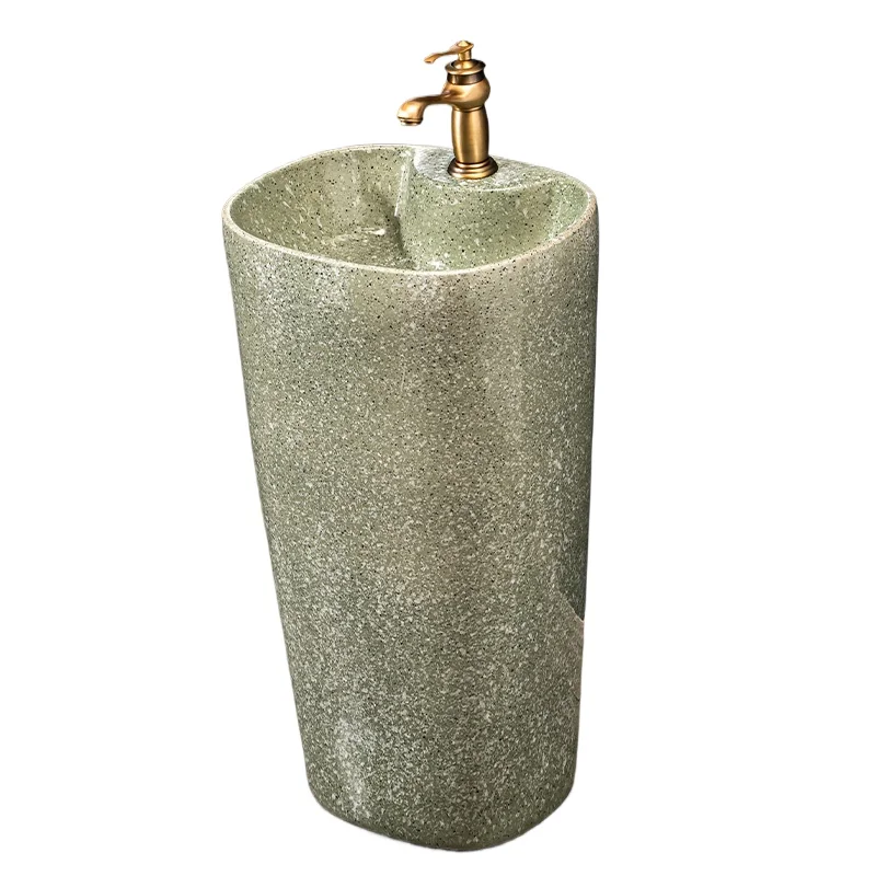 

Колонная раковина от пола до потолка Бытовая ванная комната Умывальник Встроенный керамический умывальник Красивый и практичный открытый бассейн