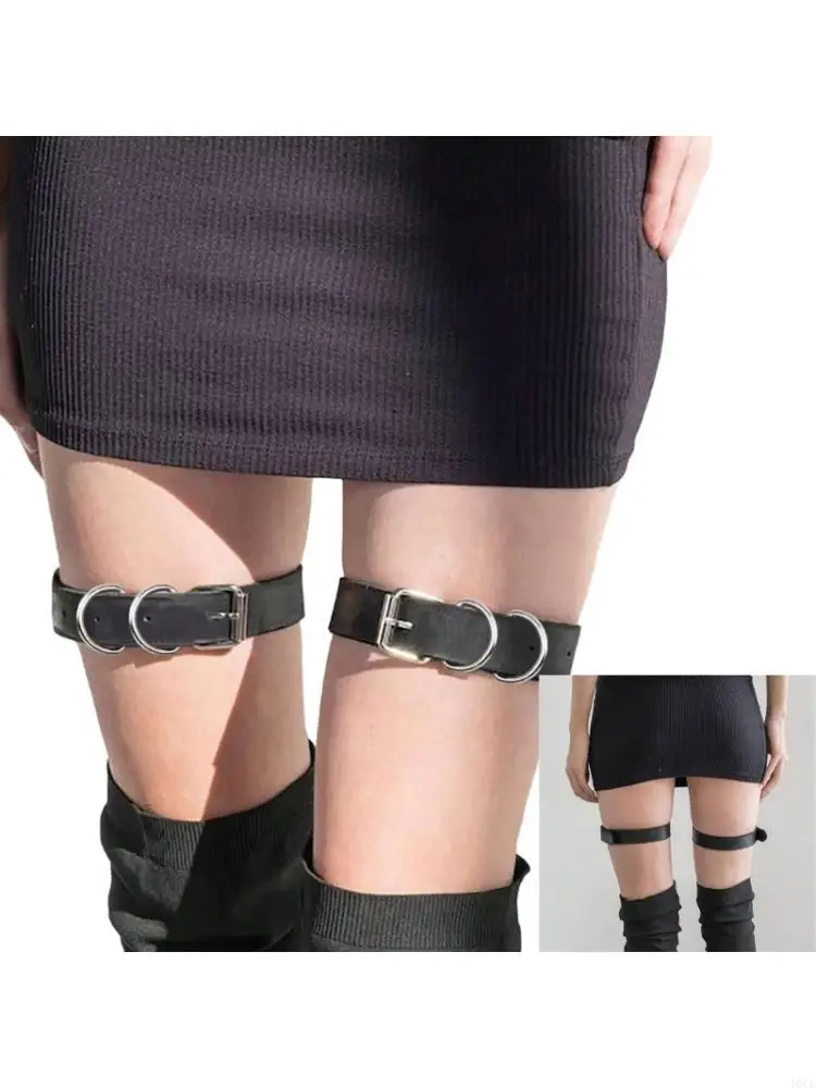 2Pcs Adjustable PU Leather Garter Belts For Women Party Wear With Reinforced Metal Hardware Costume Accessory 