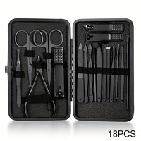 7/18pcs Professional Nail Clipper Set with Storage Box Stainless Steel Black Nail Beauty Kit for Ear Manicure Pedicure Care Tool