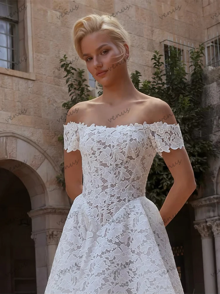 Exquisite Wedding Dresses A Line Lace Bridal Gowns Off The Shoulder Robes For Formal Party Elegant Vestidos De Novia Customized