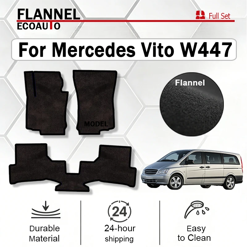 

Резиновые коврики ECOAUTO для Mercedes Vito W447 (2014-) - черные, подходят для доставки