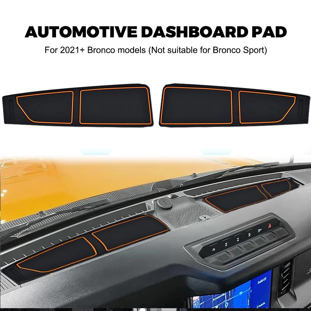 2pcs Car Dashboard Pads For Ford Bronco 2/4 Door 2021 2022 2023 2024 Dash Mat Cover Tray Car Interior Protector Pads Accessories