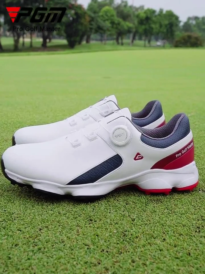 Men's White Waterproof Golf Shoes Lightweight Rotating buckle Fitness Spikeless Men Non-slip Golf Golfer Training Golf Sneakers