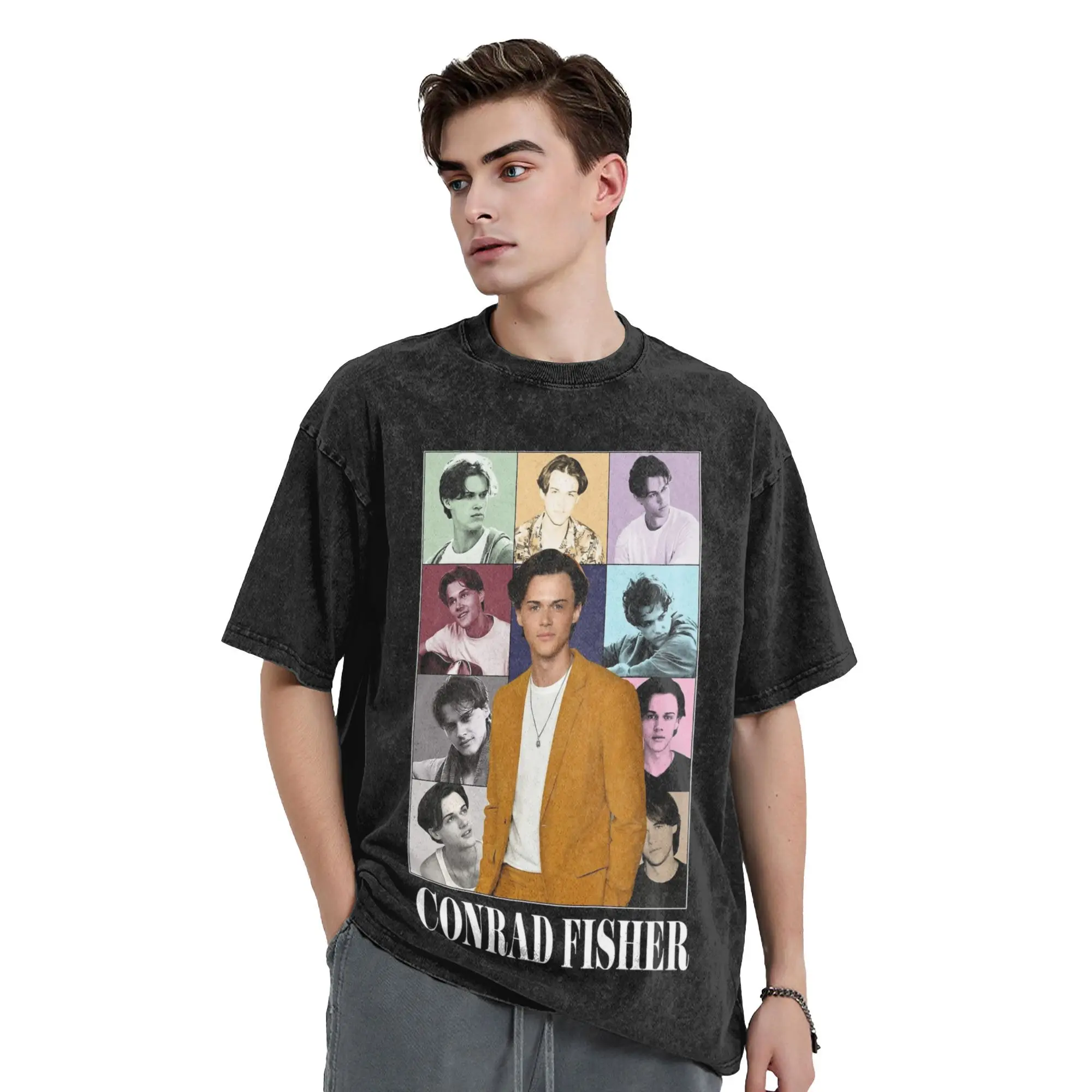 تي شيرت مغسول كونراد فيشر الصيف تي شيرت كلاسيكي جميل ملابس الشارع الشهير ملابس علوية صيفية قطنية تي شيرت للرجال والنساء