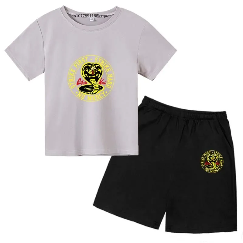 

Kai Print 2pcs Shorts Sleeve Tees+Pants Kids Summer Cobra Suits 3-14 Years Boys Girls Casual Outfits Sets Children Clothes
