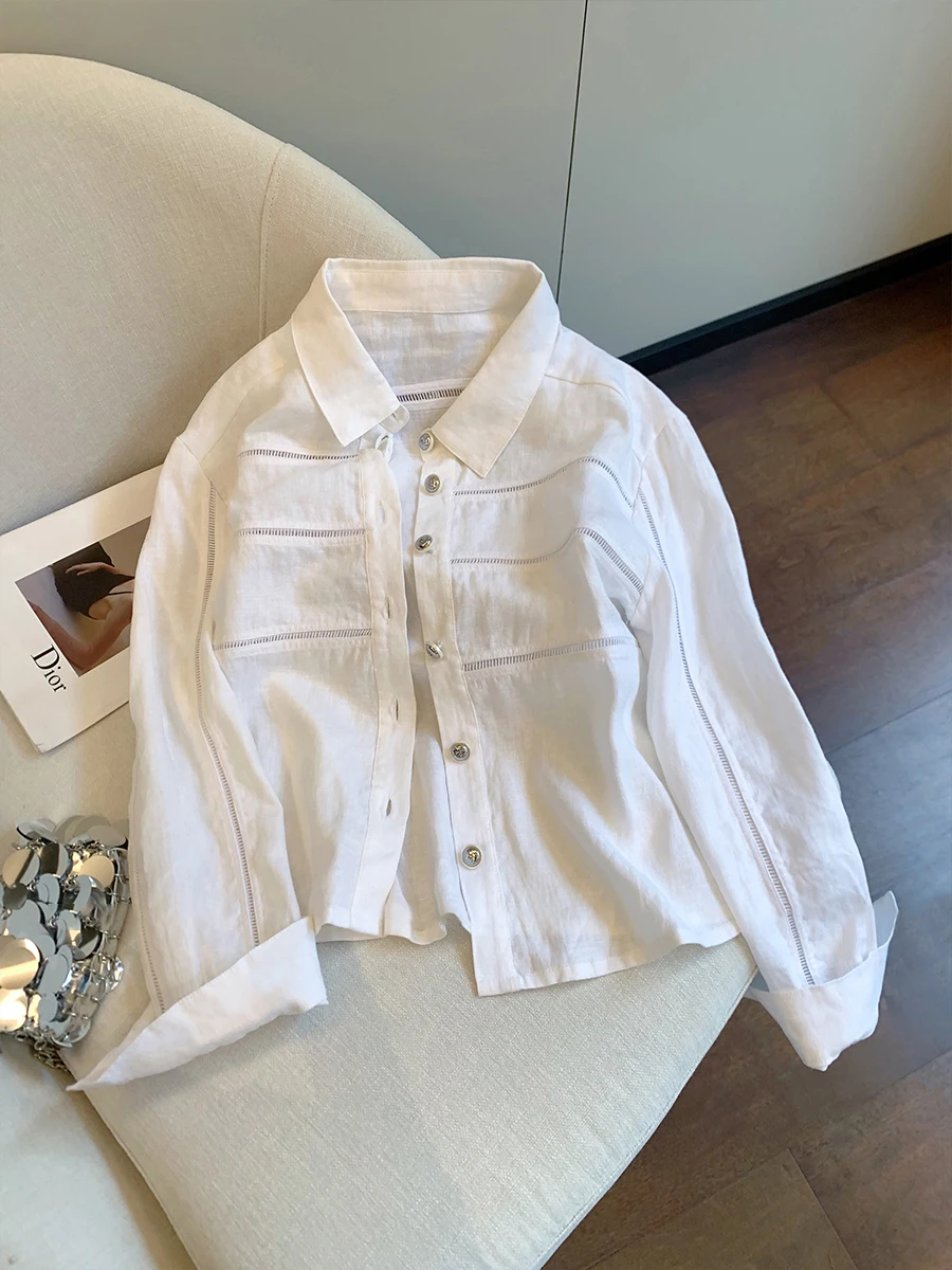 

Casual ort Heavy-Lace Hollow Splice Collar Jaet Men Women Autumn Design Sense Old Money Sle Warm Long Sve Zipper