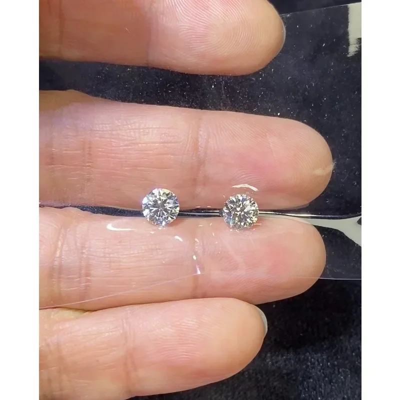 Ruihe Round Shape A Pair of 0.5ct D VVS1 Lab Grown Diamond IGI Certificate HPHT Loose Diamonds for Earrings Ring Jewelry Making