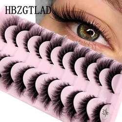 HBZGTLAD Cat eye Eyelashes 3D Natural False Lashes Fluffy Soft Cross 10pairs Manga Lashes Wispy Natural Eyelash Extension Makeup