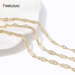 14K Gold Plated Shiny Brass Link Chains For Jewelry Making Supplies, High Quality Gold Chains For DIY Necklace Accessories