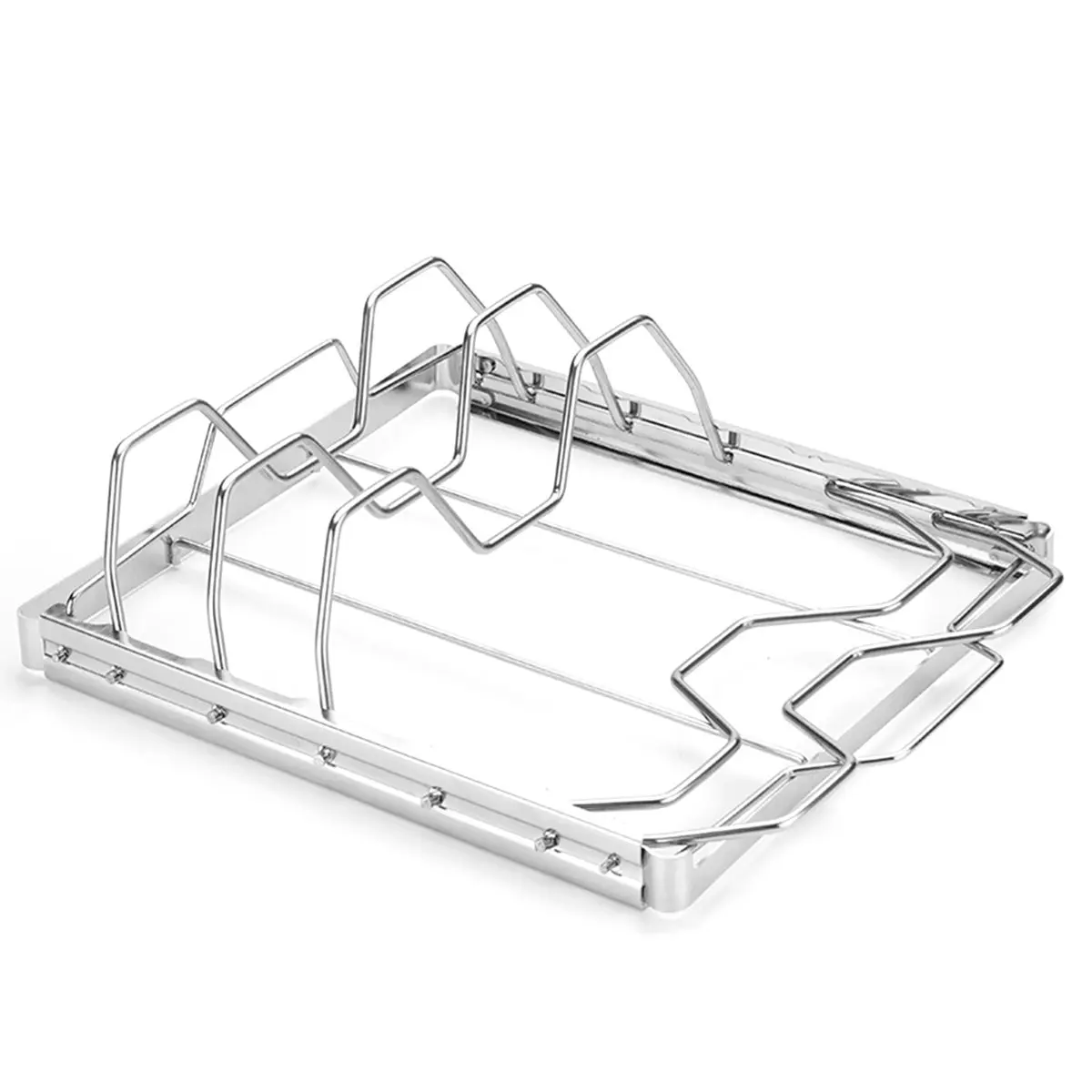 Rack de costelas dobrável para grelhar, fumar e servir acessórios para churrasco enferruja e fácil de limpar