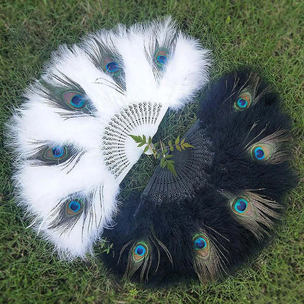 

Black Fan Vintage Plume Fans Dancing Hand Fans Folding Fan Wedding Decor Yoga Mat Props