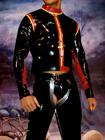 

Latex/Rubber/Fetish/Catsuit/Costume/Masquerade/sexy/party/Black-Latex-Male-Biker-Coat