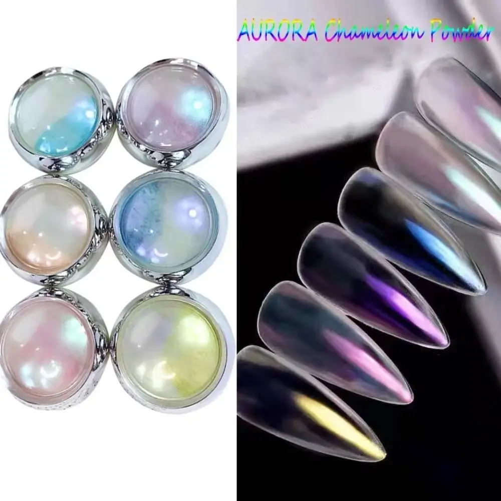 Polvo holográfico Aurora sirena para uñas, esmalte de Gel UV, decoración de escamas, polvo para decoración de uñas, polvo nacarado con brillo de espejo para uñas